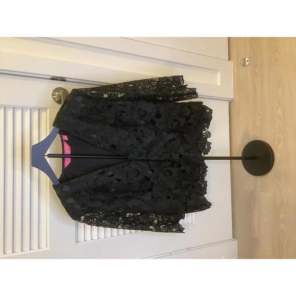 Isaac Mizrahi Live Black Lace Bootcut Lace Pants Suit Party Coordinates 10 - Picture 3 of 9